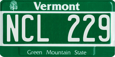 VT license plate NCL229