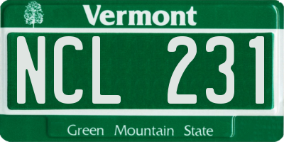 VT license plate NCL231
