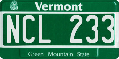 VT license plate NCL233