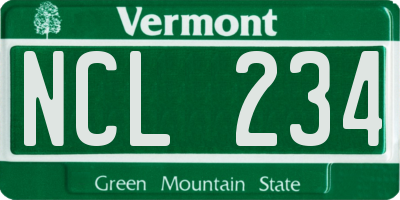 VT license plate NCL234