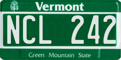 VT license plate NCL242