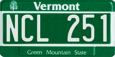 VT license plate NCL251