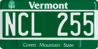 VT license plate NCL255