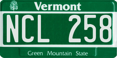 VT license plate NCL258