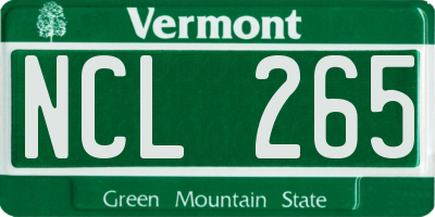 VT license plate NCL265