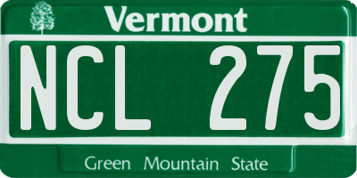 VT license plate NCL275