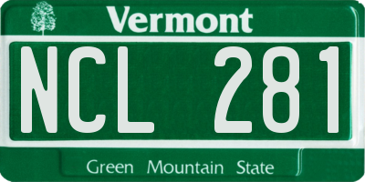 VT license plate NCL281