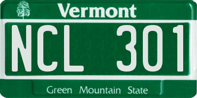 VT license plate NCL301