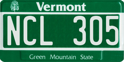 VT license plate NCL305