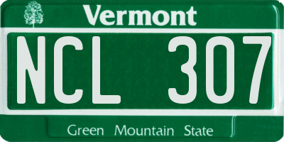 VT license plate NCL307