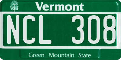 VT license plate NCL308