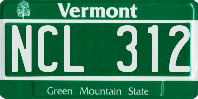 VT license plate NCL312