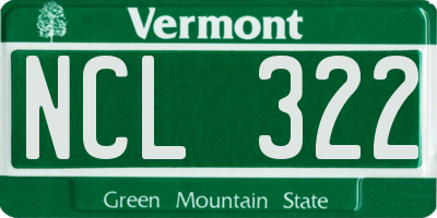 VT license plate NCL322