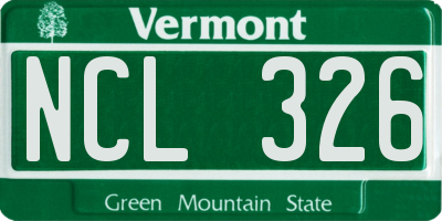 VT license plate NCL326