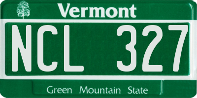 VT license plate NCL327