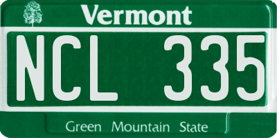 VT license plate NCL335