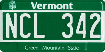 VT license plate NCL342