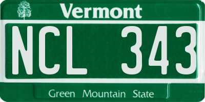 VT license plate NCL343