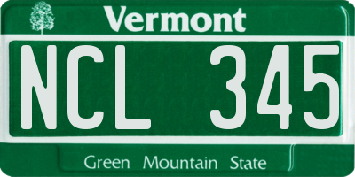 VT license plate NCL345