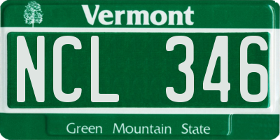 VT license plate NCL346