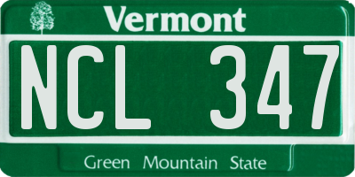 VT license plate NCL347