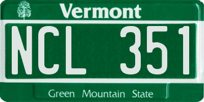 VT license plate NCL351
