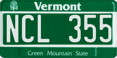VT license plate NCL355