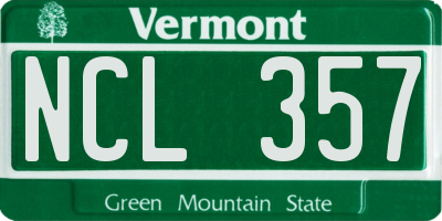 VT license plate NCL357