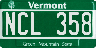 VT license plate NCL358