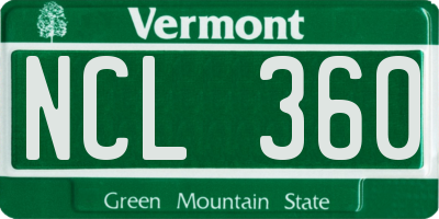 VT license plate NCL360
