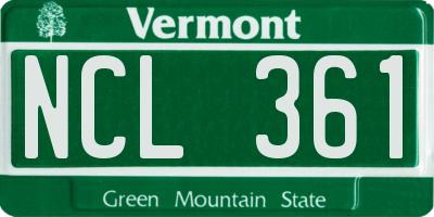 VT license plate NCL361