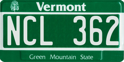 VT license plate NCL362