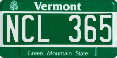 VT license plate NCL365