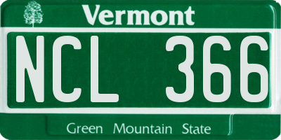 VT license plate NCL366
