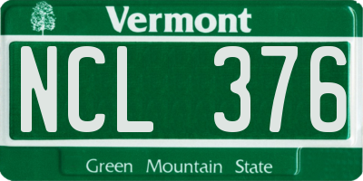 VT license plate NCL376