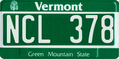 VT license plate NCL378