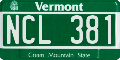 VT license plate NCL381