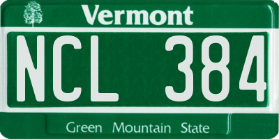 VT license plate NCL384