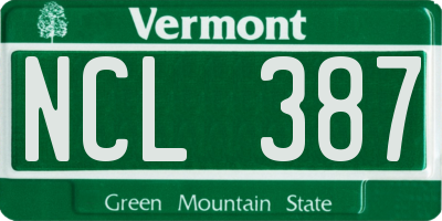 VT license plate NCL387