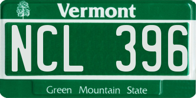 VT license plate NCL396