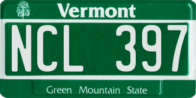VT license plate NCL397