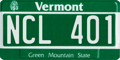VT license plate NCL401