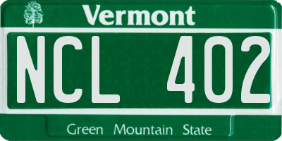 VT license plate NCL402