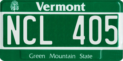 VT license plate NCL405
