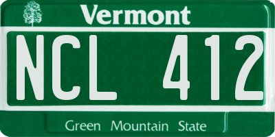 VT license plate NCL412