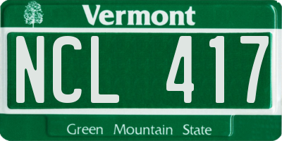 VT license plate NCL417