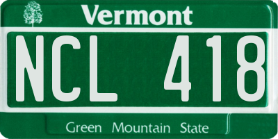 VT license plate NCL418