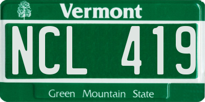 VT license plate NCL419