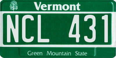 VT license plate NCL431