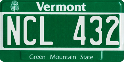 VT license plate NCL432